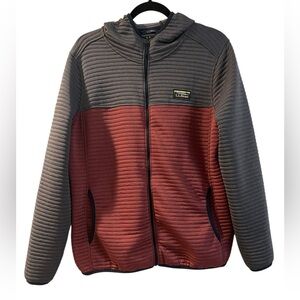 L.L. Bean Men’s Red and Charcoal Quarter Zip Long Sleeve Pullover Jacket- Size L